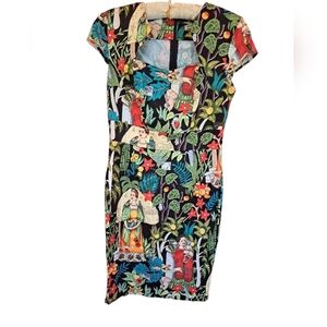 grace Karin Frida Kahlo M Sheath Dress Career Casual Cotton Novelty Print
